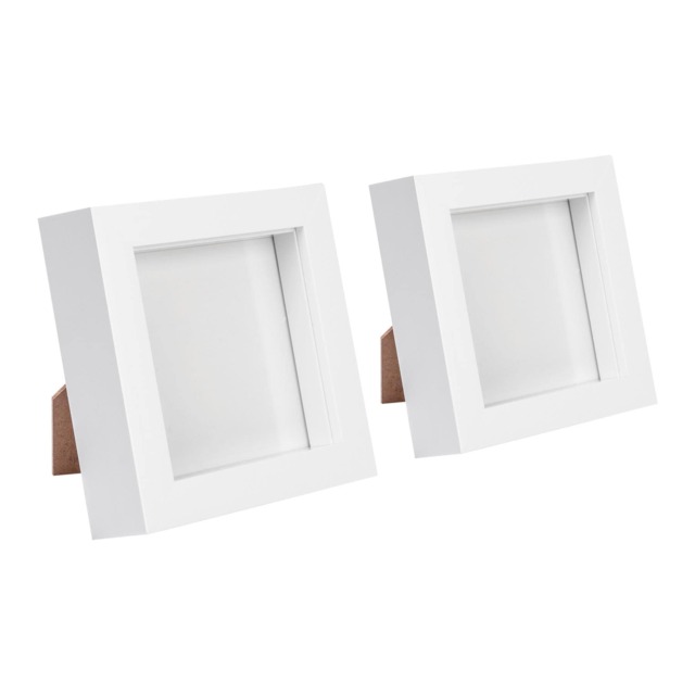 "Nicola Spring 4 x 4"" Photo Frames - 3D Photo Frame Picture Frame Box Portrait Display Case with Spacer (12.5 x 12.5cm) x2"