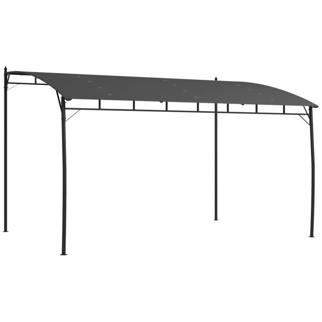 Outsunny 3 x 4m Pergola, Lean to Garden Gazebo with UVResistant Canopy and Metal Frame, Outdoor Sun Shade Shelter for Porch, Patio, Deck, Grey