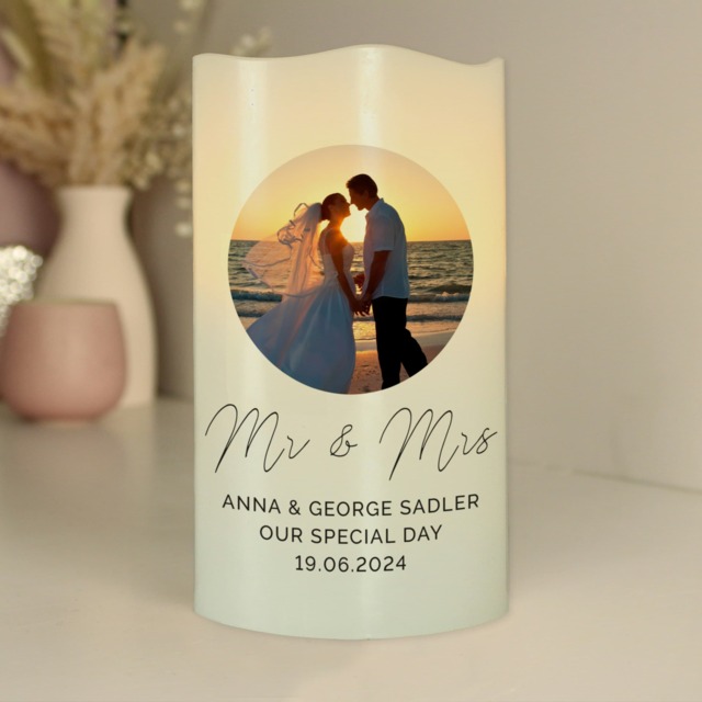 Personalised Photo Upload LED Candle Cream