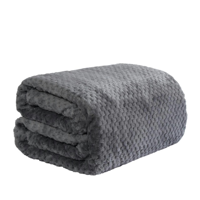 OHS Luxury Waffle Mink Blanket, 125x150cm - Charcoal