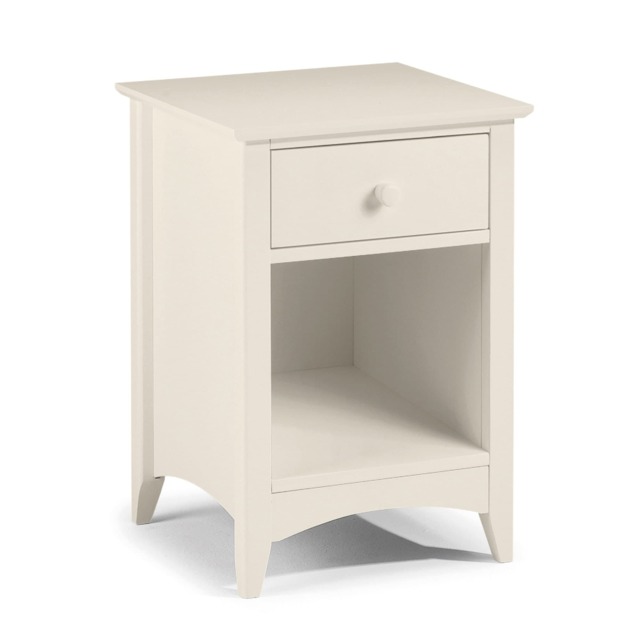 Premium Luma 1 Drawer Stone White Bedside Unit