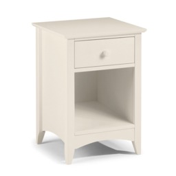 Premium Luma 1 Drawer Stone White Bedside Unit