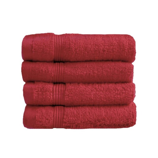 Zero Twist Egyptian Cotton Face Cloths Pack of 4 - Cranberry Red