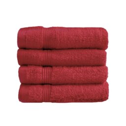 Zero Twist Egyptian Cotton Face Cloths Pack of 4 - Cranberry Red