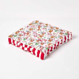 Homescapes Cotton Owl Floor Cushion - 40 x 40 cm Red 40 x 40 cm
