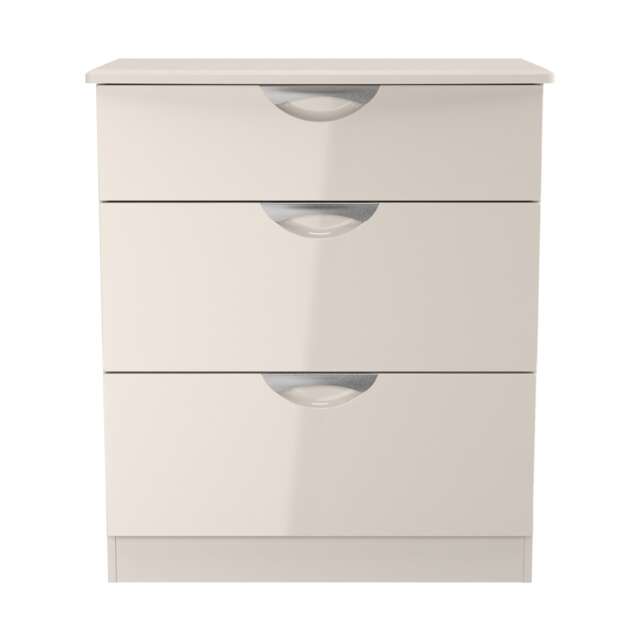 Holborn 3 Drawer Deep Chest of Drawers in Kashmir Gloss & Kashmir (Ready Assembled) Cream Kashmir Gloss & Kashmir