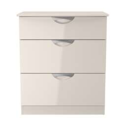 Holborn 3 Drawer Deep Chest of Drawers in Kashmir Gloss & Kashmir (Ready Assembled) Cream Kashmir Gloss & Kashmir