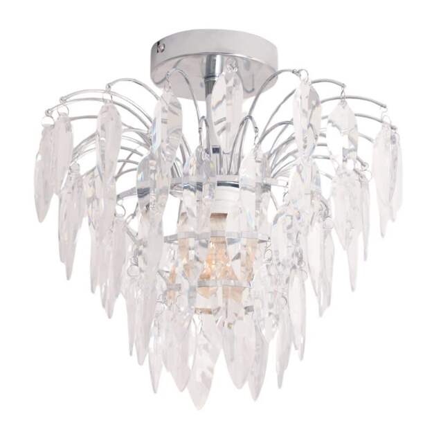 ValueLights Emma Acrylic Waterfall Jewel Droplet Pendant Ceiling Light and Bulb