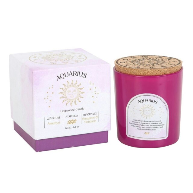 Aquarius Candle Bergamot & Mandarin Gemstone Zodiac Candle