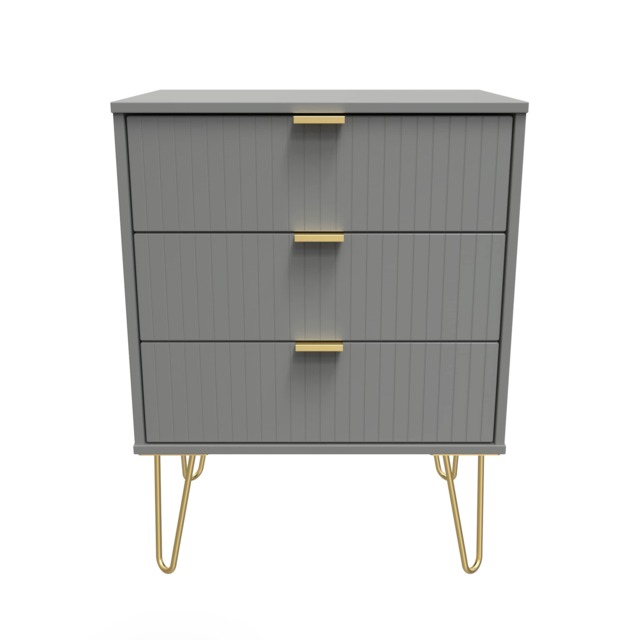Bexley 3 Drawer Midi Chest of Drawers in Dusk Grey (Ready Assembled) Grey Dusk Grey
