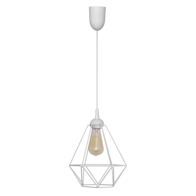 Karo Wire Frame Pendant Ceiling Light White 24cm