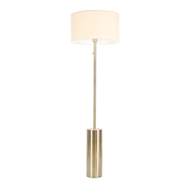 ValueLights Lexy Antique Brass Dimmable Floor Lamp Cream Shade