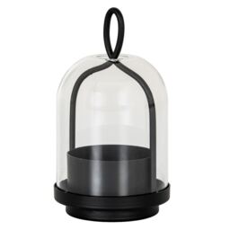 Nyx Large Candle Holder with Glass Cloche - L10 x W10 x H23 cm - Black