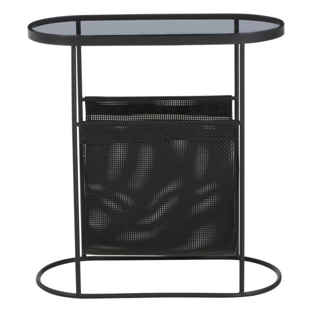 Interiors by Premier Stylish And Durable Side Table With Grey Glass Top, Versatile Black Bedside Table, Small Lounge Table Black