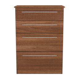 Carlton 4 Drawer Deep Chest of Drawers in Noche Walnut (Ready Assembled) Brown Noche Walnut
