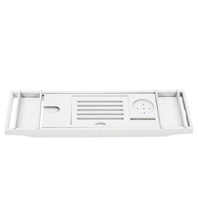 Living and Home Expandable Bamboo Bathtub Caddy Tray
