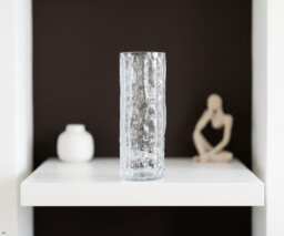 Clear Textured Glass Flower Vase