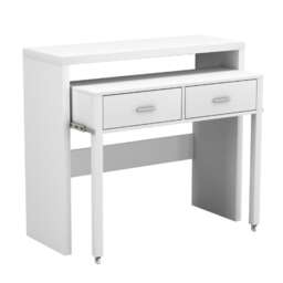 White Wooden Pull-Out Desk with 2 Drawers