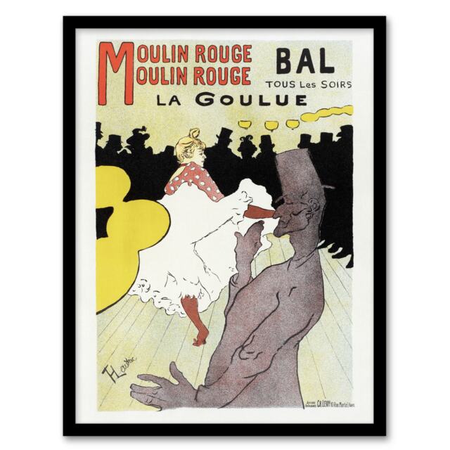"Moulin Rouge La Goulue Vintage Framed Wall Art Print Toulouse Lautrec 12x16"""