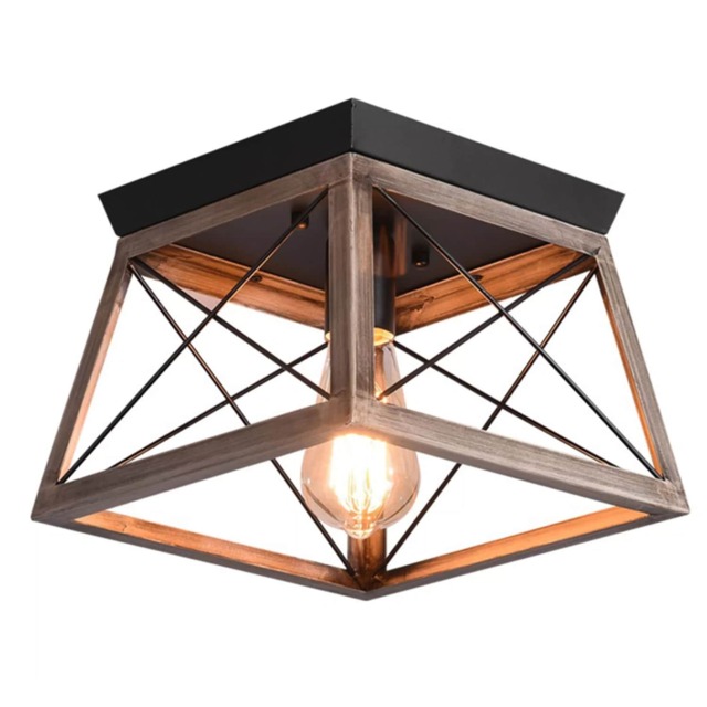 Ceiling Light Flush Mount Fixture Wood Color