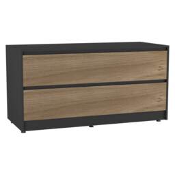 URBNLIVING 4 Drawer Wide Chest Of Drawers Bedroom Storage Unit Multi Black Carcass + Oak Drawers