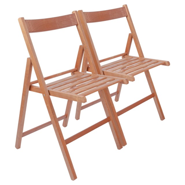 Harbour Housewares 2x Beech Wood Folding Chairs - Walnut - Wooden Outdoor Chair Deck Seats Foldable Dining Patio Furniture Brown Walnut One Size 2