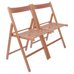 Harbour Housewares 2x Beech Wood Folding Chairs - Walnut - Wooden Outdoor Chair Deck Seats Foldable Dining Patio Furniture Brown Walnut One Size 2