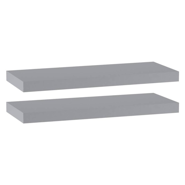 Floating Wooden Wall Shelves - 60x23.5cm Grey Grey & Set of 2 2