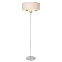 BHS Henry 3 Light Floor Lamp with Grey Shade, Nickel
