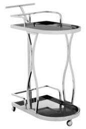 Orsina Durable 2 Tier Silver Wavy Design Trolley, Elegant Drinks Trolley, Steel Constructed Island Trolley