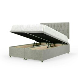 Seal Grey Naples Velvet Ottoman Base and Lona Headboard Super King Multi