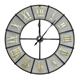 Charles Bentley Wrought Iron Outdoor Garden Metal Clock - Black & Antique Brass