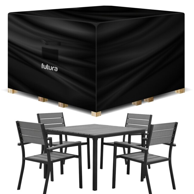 Futura Square 125x125x74cm Waterproof Garden Furniture Cover 600D Black Black 125x125x74cm 1