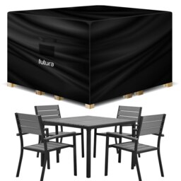 Futura Square 125x125x74cm Waterproof Garden Furniture Cover 600D Black Black 125x125x74cm 1