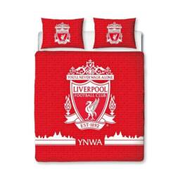 Liverpool FC Tone Duvet Cover Set - Red/White - Double Red Double