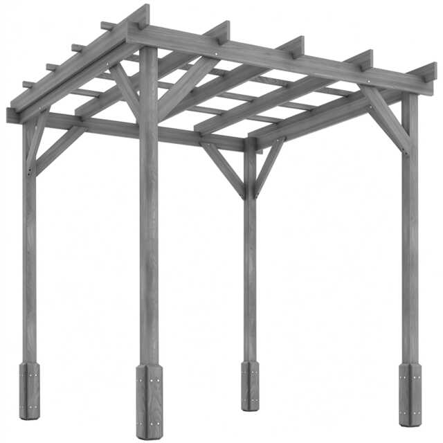 Outsunny 2 x 2m Wooden Pergola Kit, Garden Gazebo Shelter, Grey Grey Grey 200L x 200W x 214H cm