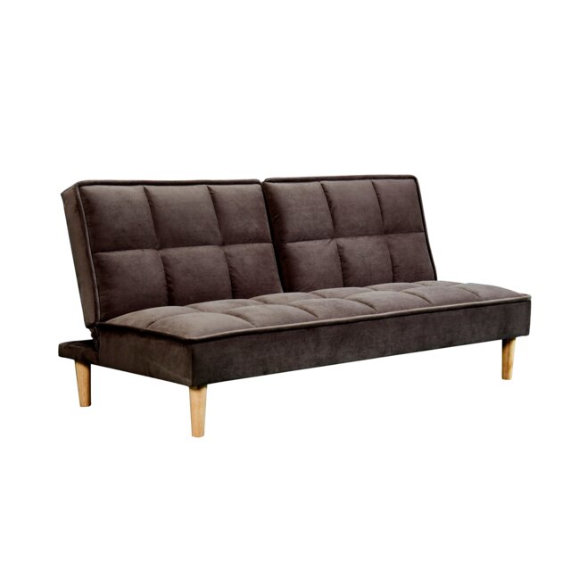 Onyx 3-Seater Velvet Click-Clack Sofa Bed with Split-Back Design - Chocolate Brown Brown Chocolate Brown 1