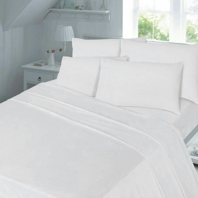 T180 Percale Duvet Cover Set - Double - White
