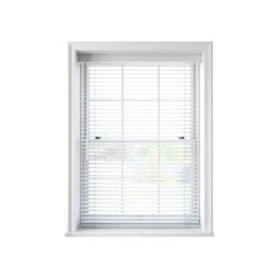 75cm White Faux Wood Venetian Blind With Strings 160cm Drop White White