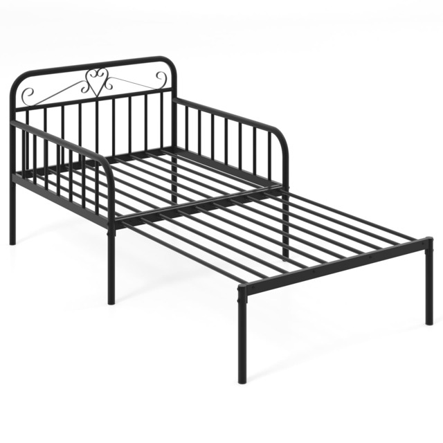 COSTWAY Extendable Daybed to Single Bed with Trundle Black