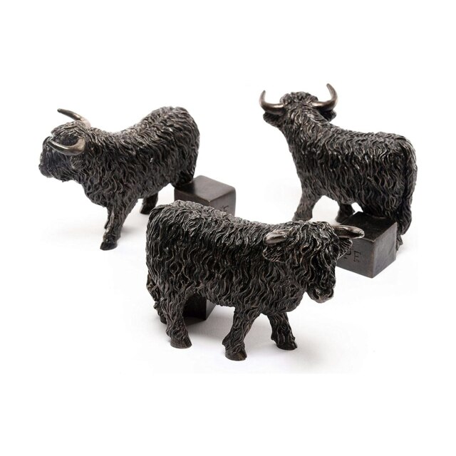 Potty Feet Bronze Highland Cow Garden Décor Set of 3 Multi