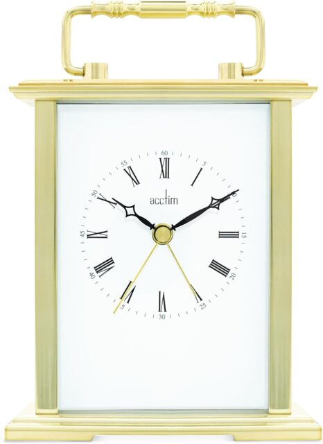 Acctim Gainsborough Mantel Clock Quartz Polished Metal Carriage Clock Energy Efficient Movement Gold