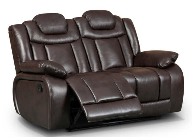 Faux Leather Brown 2 Seater Manual Recliner Sofa TOLEDO