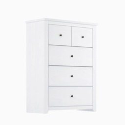 Havana 3+2 Chest of Drawers - Pine/Metal - L39 x W90 x H120 cm - White/Pewter - Flat Pack