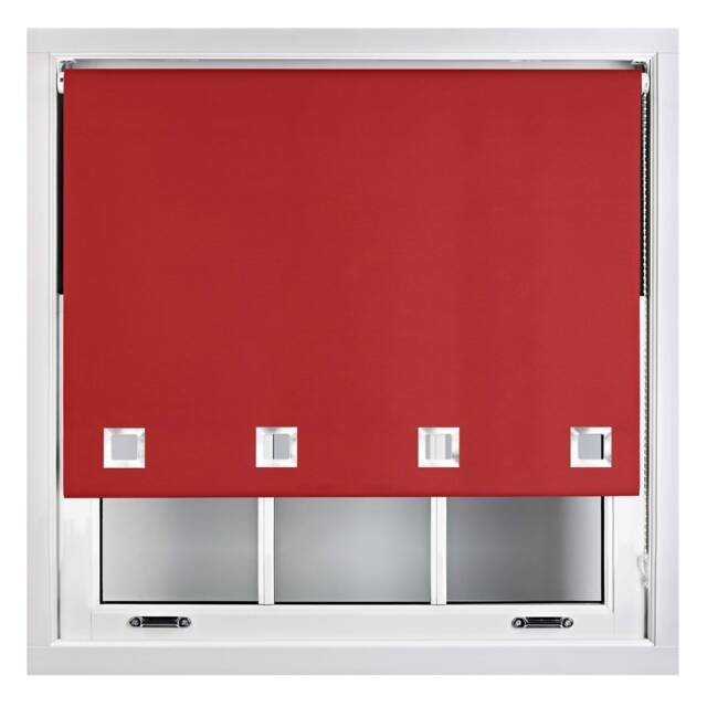FURNISHED Blackout Roller Blinds with Large Square Eyelets Made to Measure Window Shade Red Red (W) 120cm x (L) 165cm
