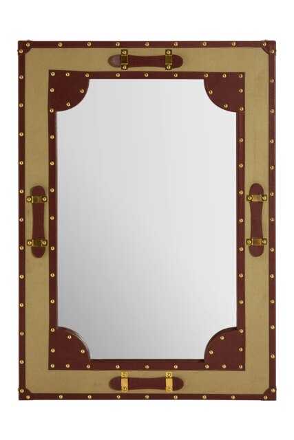Columbus Canvas And Leather Trim Wall Mirror Gold
