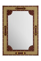 Columbus Canvas And Leather Trim Wall Mirror Gold