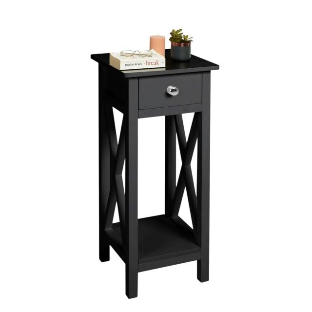Living and Home 1-Drawer Wooden Console Table - Black