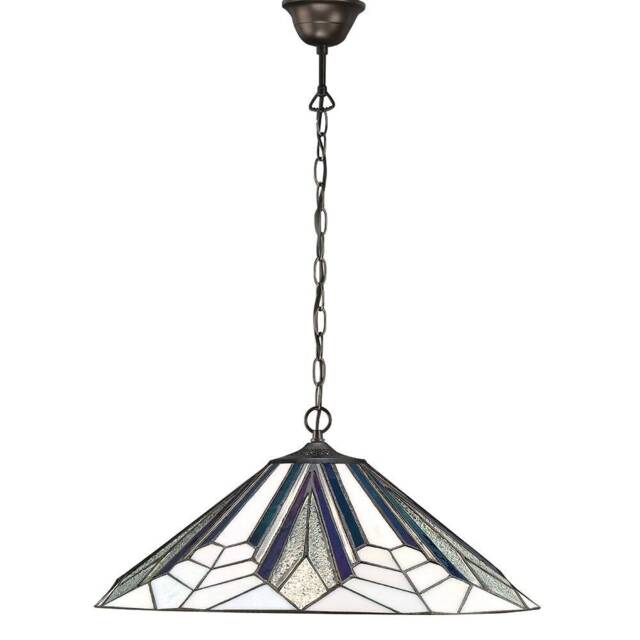 Astoria 1 Light Large Ceiling Pendant Dark Bronze, Tiffany Style Glass, E27