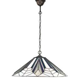 Astoria 1 Light Large Ceiling Pendant Dark Bronze, Tiffany Style Glass, E27